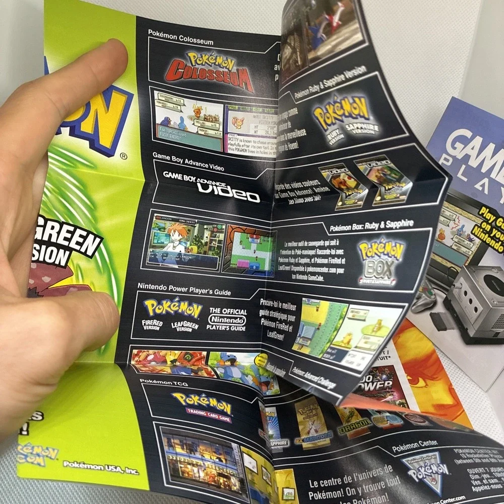 Pokemon Fire Red Leaf Green Game Boy Advance Promo Poster + Nintendo Powr Insert